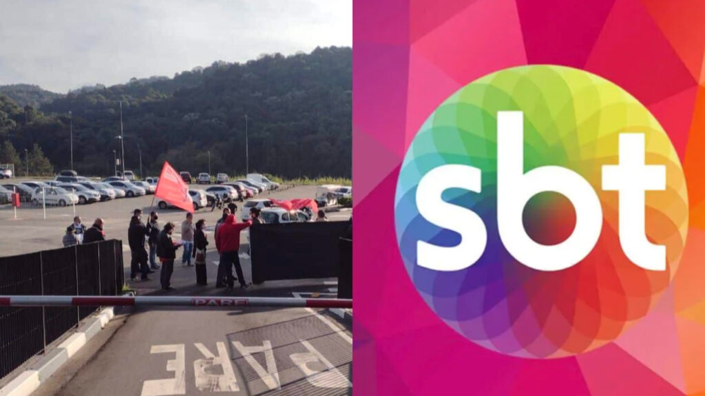 Protestos na entrada do SBT