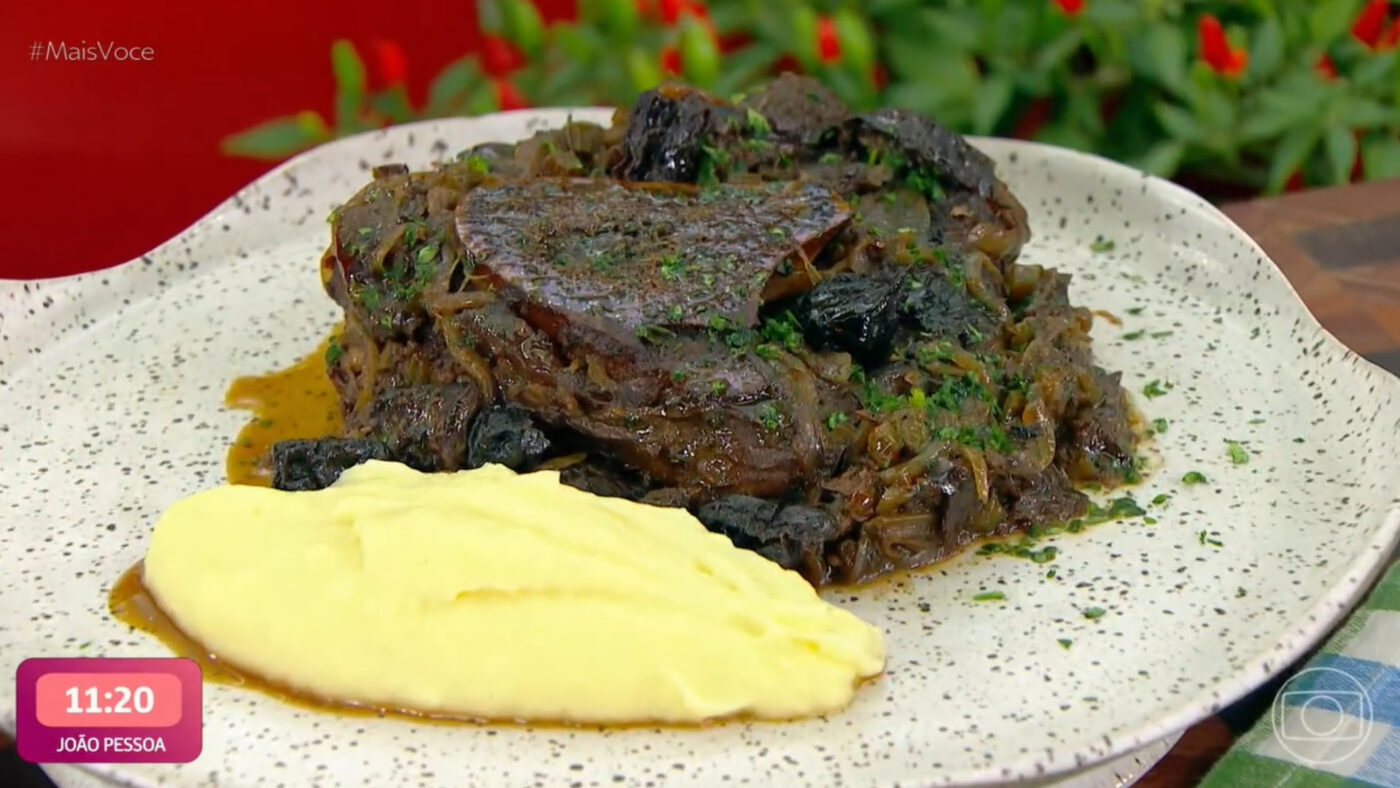 Ossobuco com molho de ameixa do Mais Você