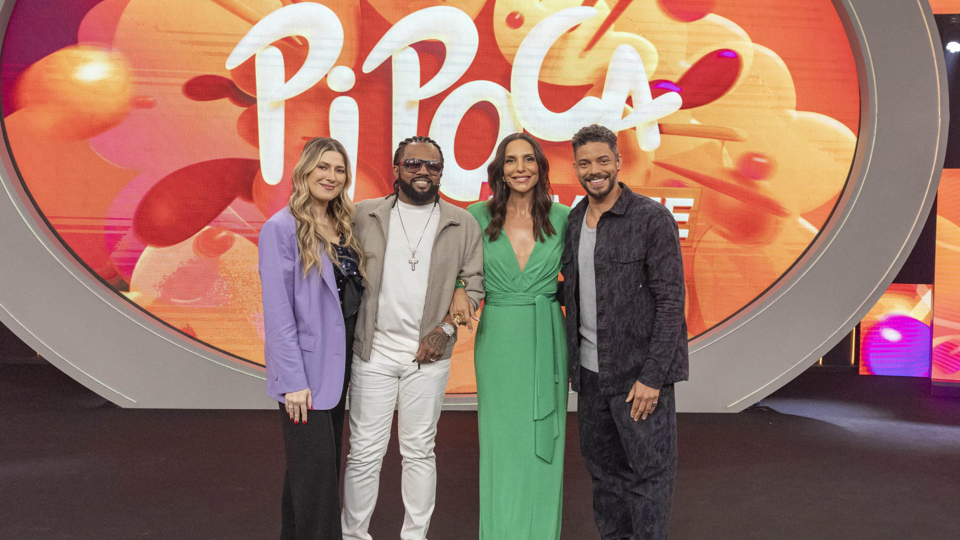 Dani Calabresa, Xande de Pilares, Ivete Sangalo e Paulo Lessa no Pipoca da Ivete