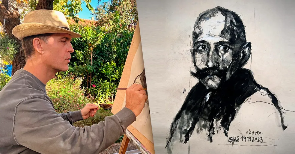  Além de ator, o espanhol Pedro Alonso também é pintor — Foto: Reprodução/Instagram