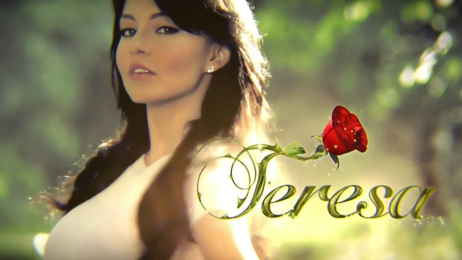 Angelique Boyer e logotipo da novela Teresa