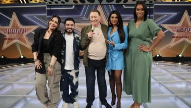 Elaine Martins, Mila Braga e Yudi Tamashiro no programa Raul Gil