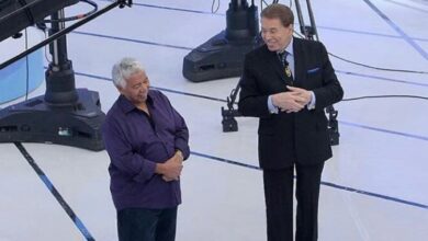 Gonçalo Roque Roque e Silvio Santos em gravação